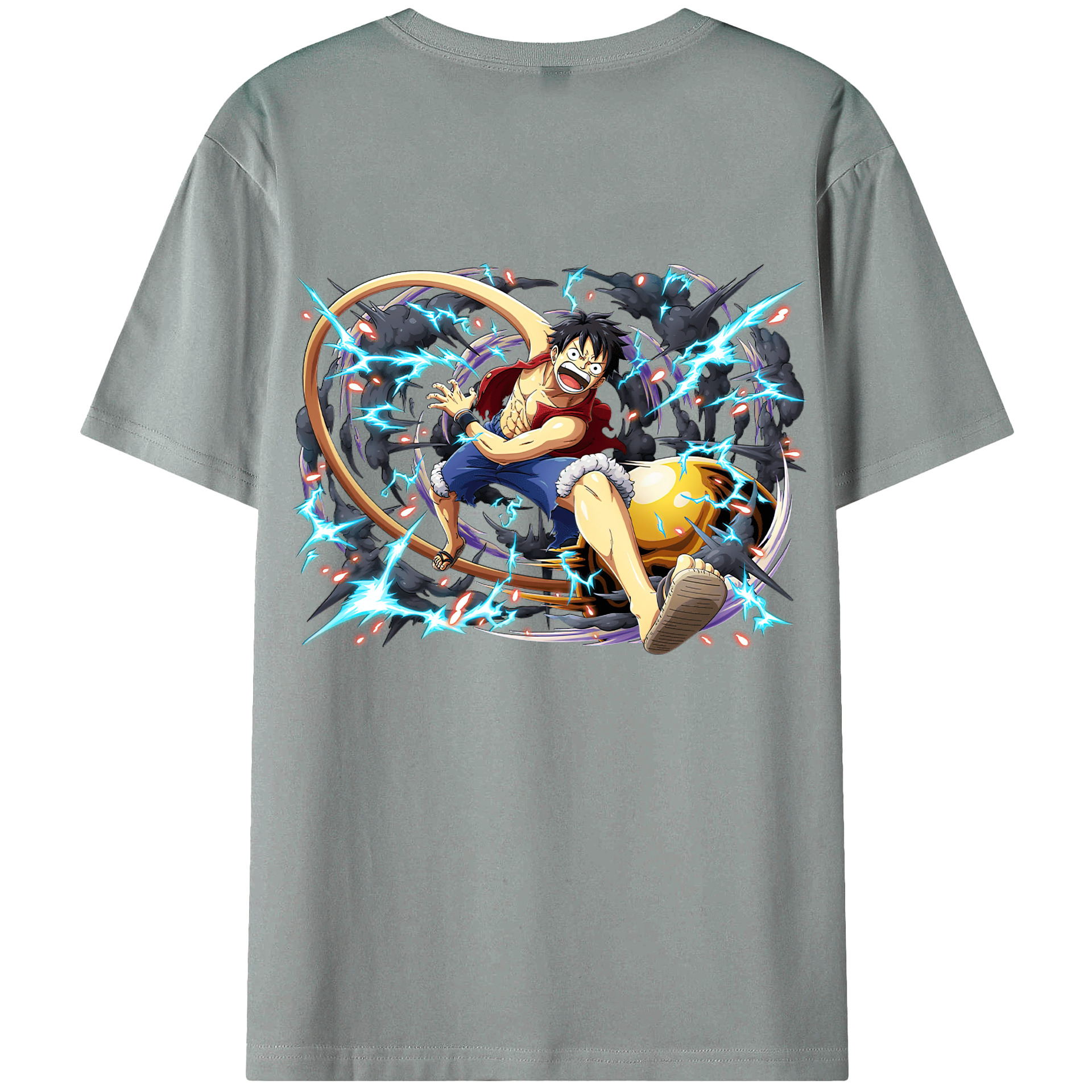 ワンピース モンキー・D・ルフィ ONE PIECE Monkey D. Luffy 綿100％ メンズ半袖Tシャツ（バックプリント） 通気性